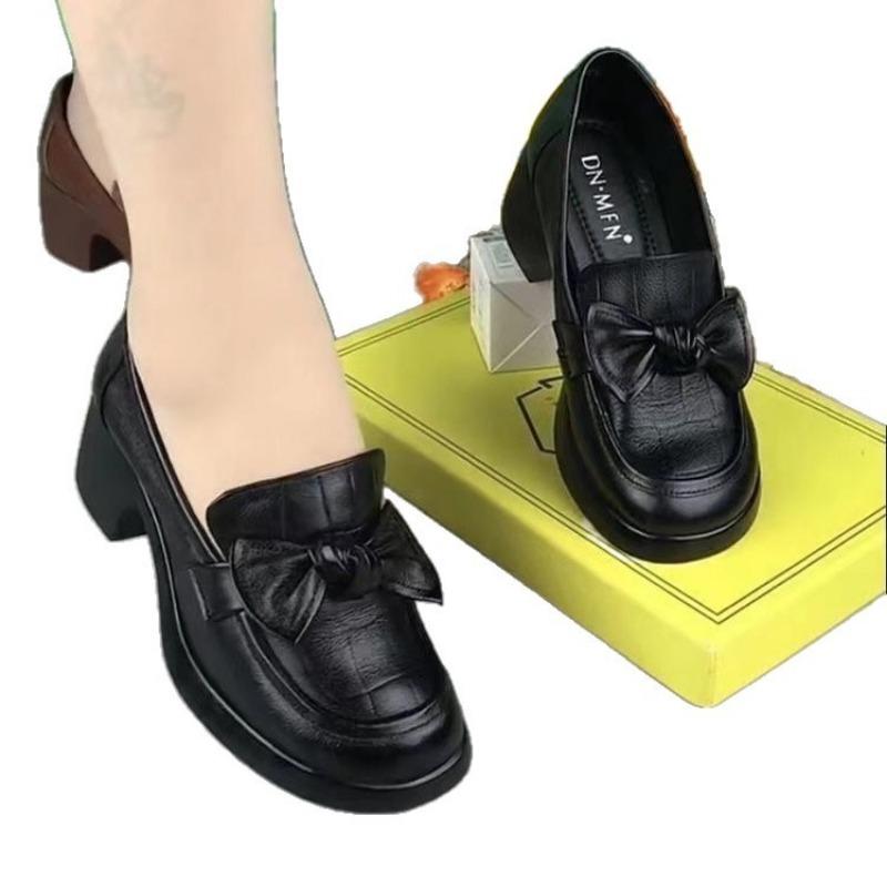 Chunk-heeled Shoes, Loafers, Thick-soled Leather Shoes, New Versatile, One-step Casual Single Shoes, Women's Shoes