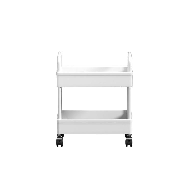 Маленькая тележка-стеллаж напольный стеллаж для хранения на кухню и в ванную двухъярусная передвижная многофункциональная тележка для хранения белый 1480₽