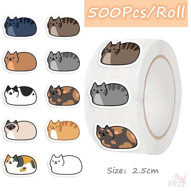 500Pcs/Roll Q Fat Cats Kids Rewards Stickers - DIY Scrapbooks Album Decor Sealing Label Decals