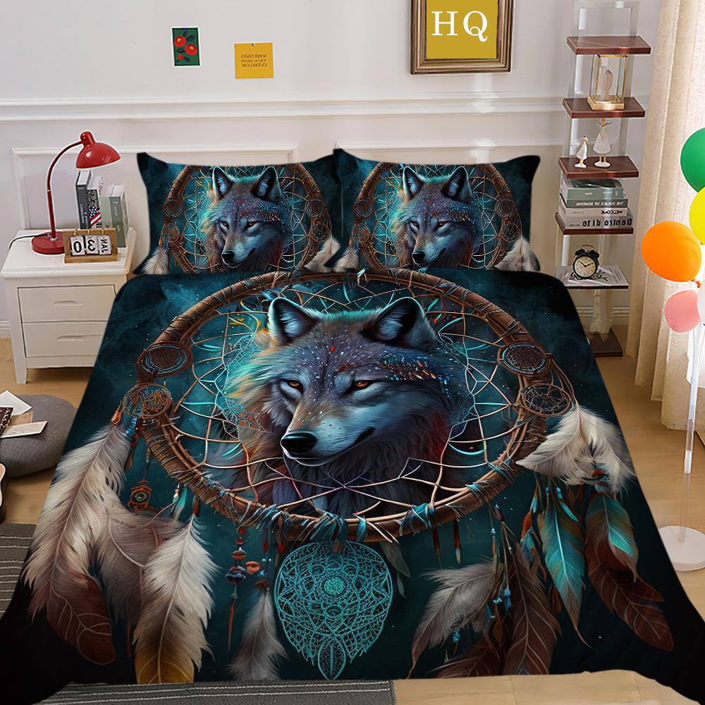 Bettbezüge Wolf Druck Polyester Twin Size Bettwäsche Kinder weiche hochwertige Heimbettwäsche