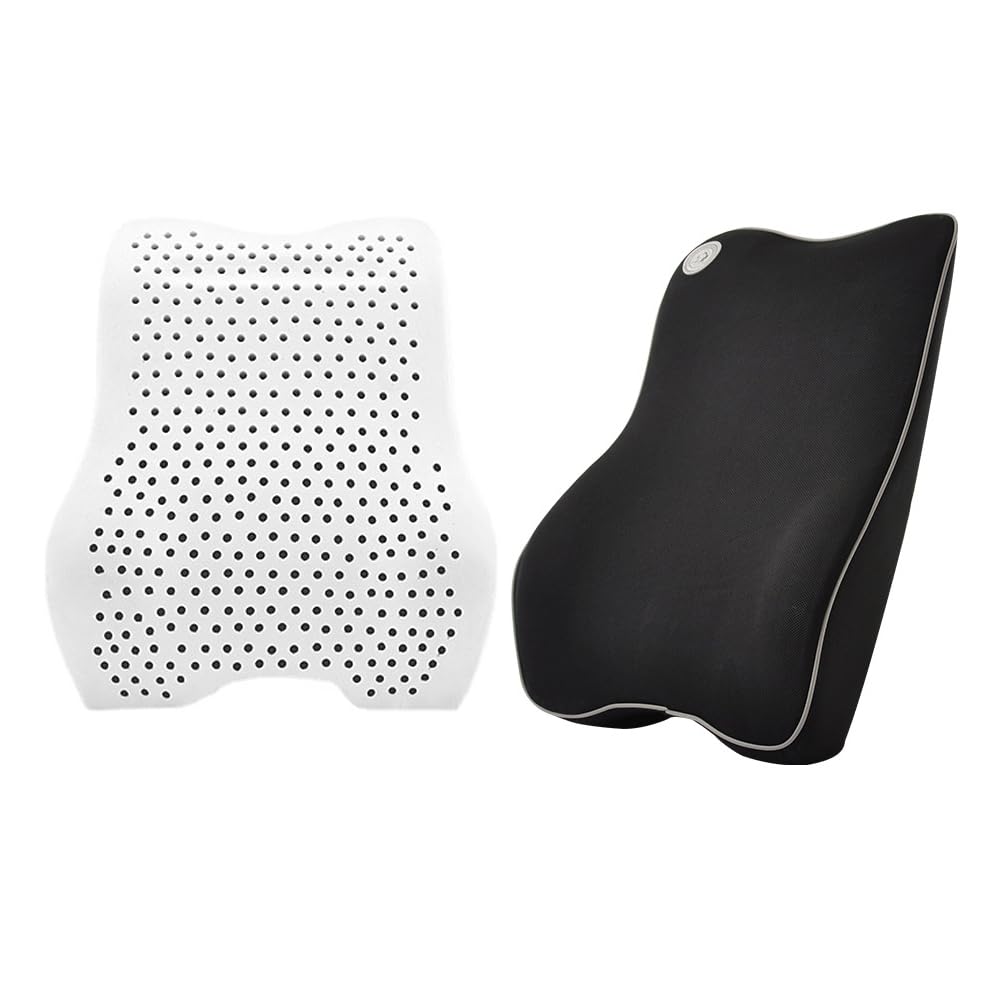 Car Lumbar Support Cushion and Headrest Neck Support Seat Cushion Backrest Memory with Adjustable Mounting Straps Washable Car Driving Gaming Chair