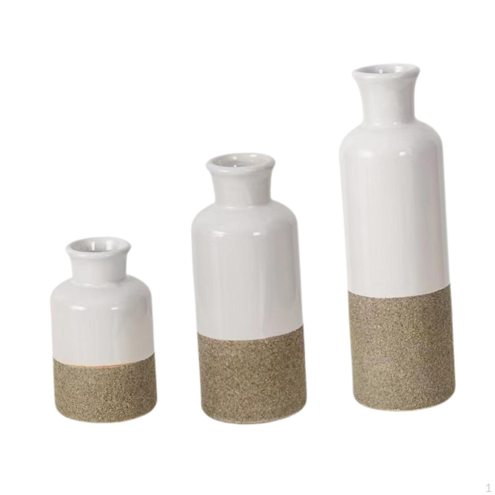 

3 Pieces Ceramic Vase Minimalist Flower Vase, Vintage Table Retro for Shelf Living білий