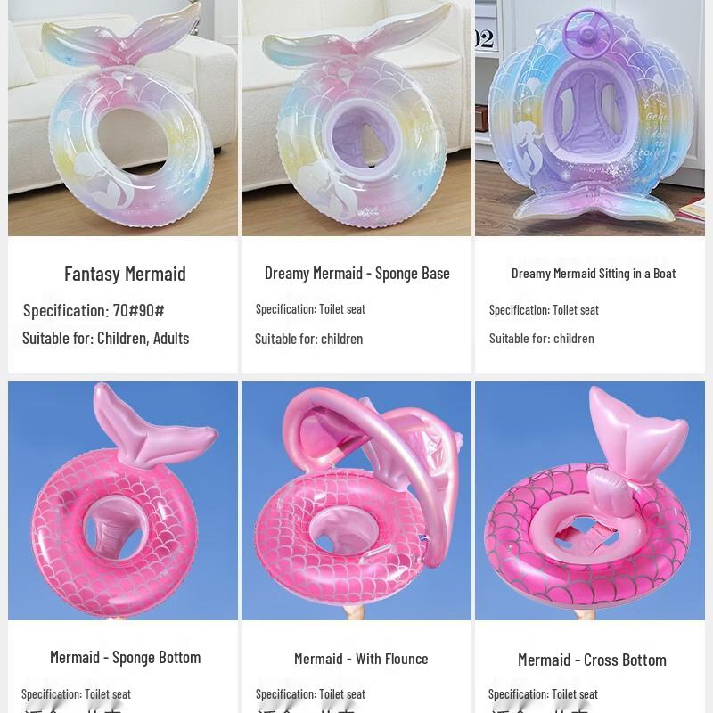 Mermaid Inflatable Baby Swim Float with Sunshade