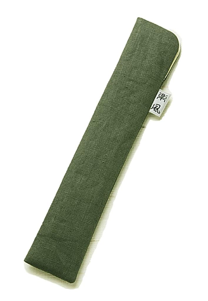 25cm Folding Fan Pure Made in Kyoto Men's Pouch, Hemp, Japan, (Green)