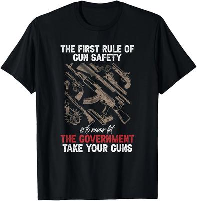 NEW LIMITED First Rule Of Gun Safety Funny Government T-Shirt Made In USA