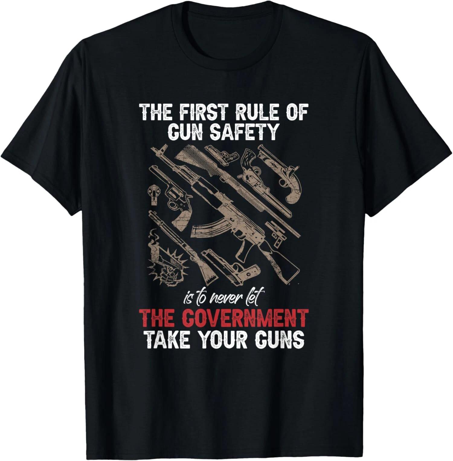 NEW LIMITED First Rule Of Gun Safety Funny Government T-Shirt Made In USA XXXL
