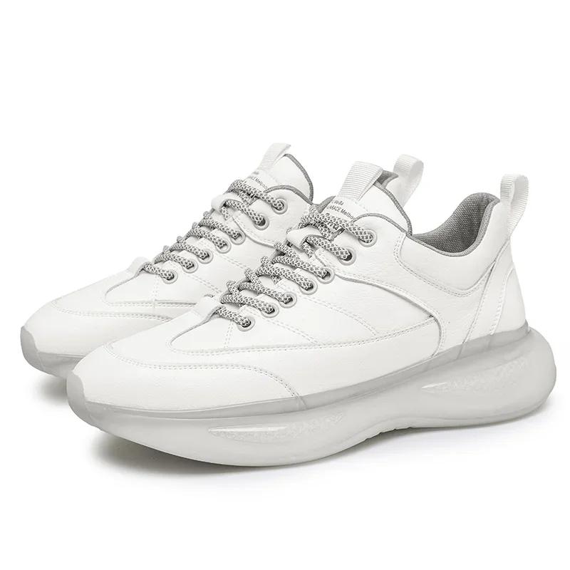 

Высококачественные мужские двухслойные спортивные кроссовки из воловьей кожи, нескользящие дышащие кроссовки из ТПУ, белые универсальные спортивные кроссовки 46 белый