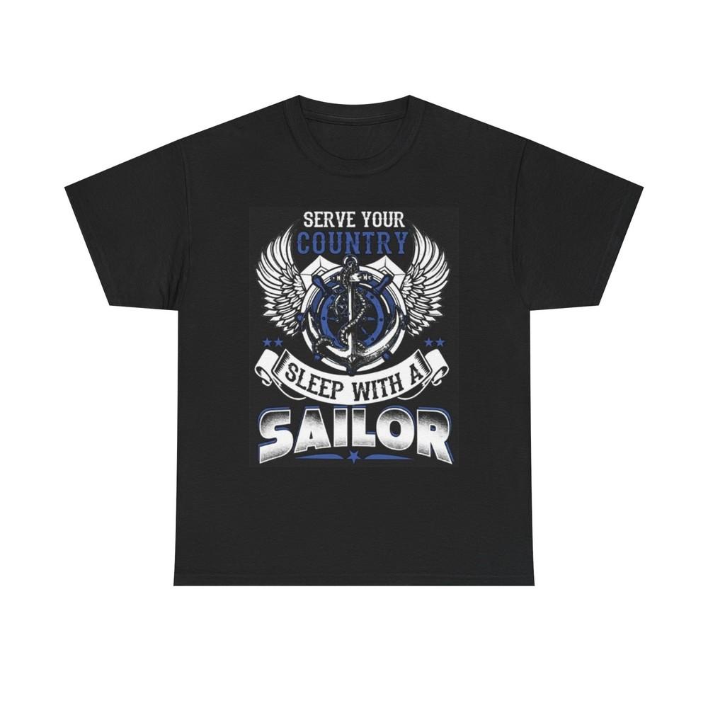 Sleep With A Sailor Funny T Shirt Graphic Navy Unisex Heavy Cotton Tee Unisex T-Shirt L