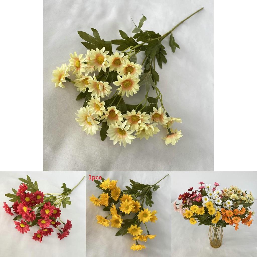 Sztuczny Jedwabny Rumianek na Długiej Łodydze 2 Kwiaty do Dekoracji Ślubnej, Kompozycji Domowej