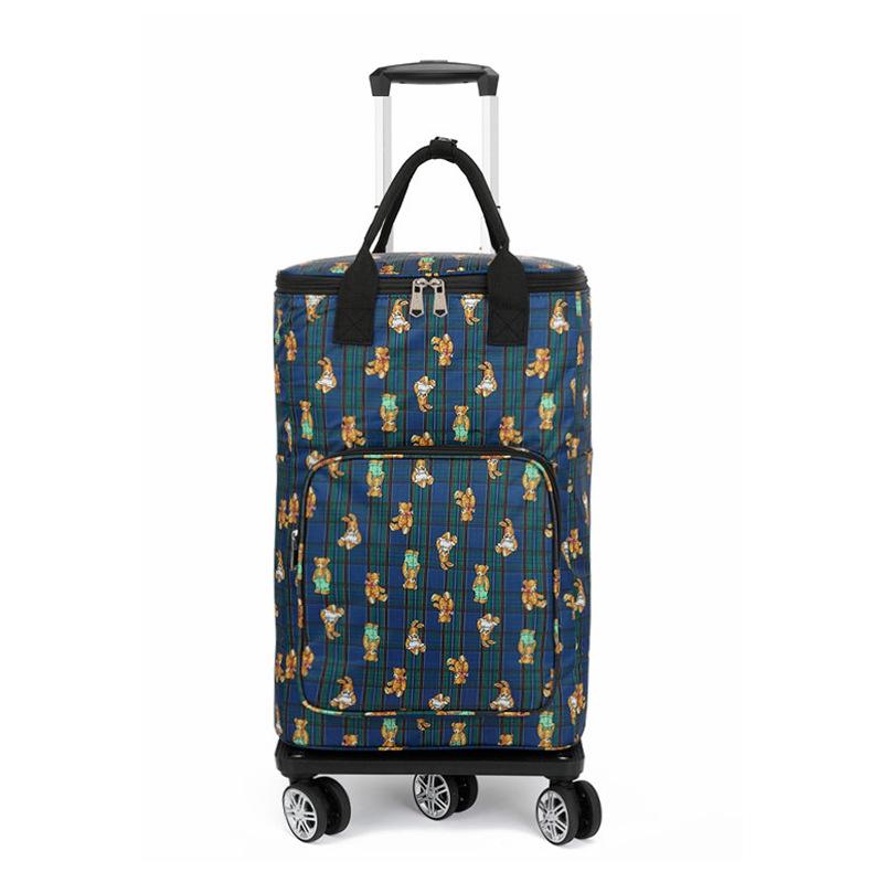 Portable Small Trolley Cart with Universal Wheels and Insulated Shopping Bag