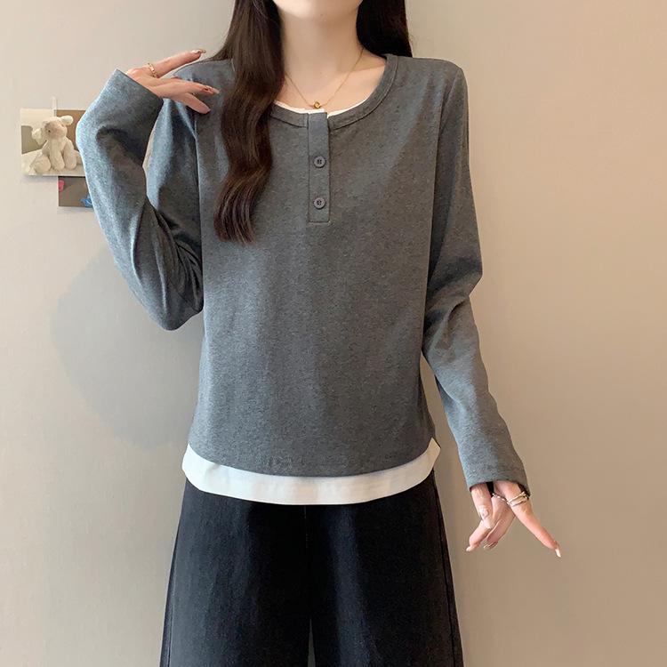 Plus Size Women s Color Block Casual Long Sleeve T-Shirt XL
