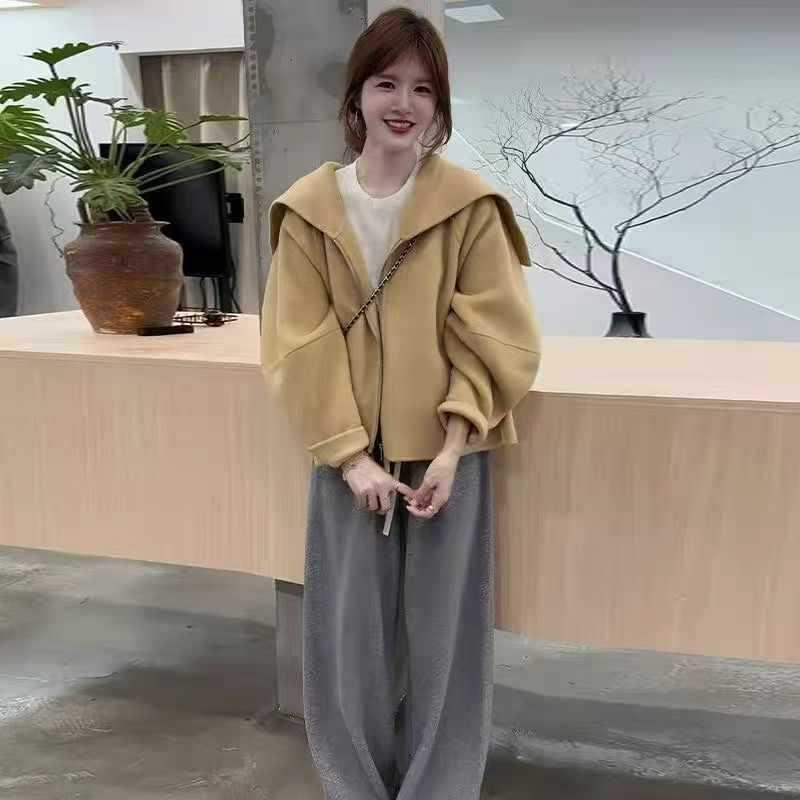 Plus Size Women's Stylish Loose Slimming Wool Coat - Autumn/Winter Fashion
