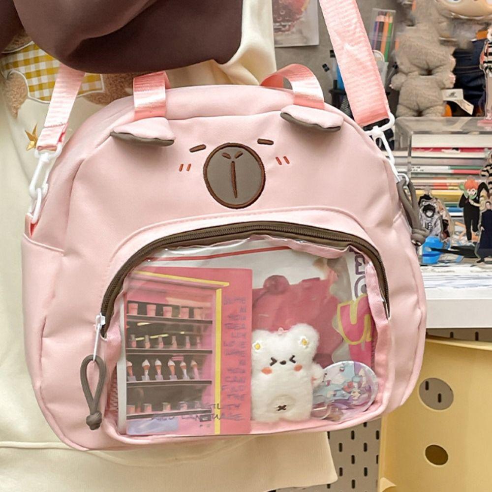 Large Capacity Capybara Shoulder Bag Harajuku Canvas Tote Bag Lovely Transparent Itabag  Shopping