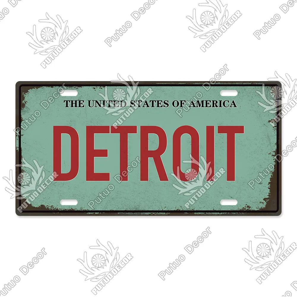 Putuo Decor Stadt Metallschild Plakette Metall Vintage Kennzeichen Blechschild Wanddeko für Man Cave Pub Bar Dekoration