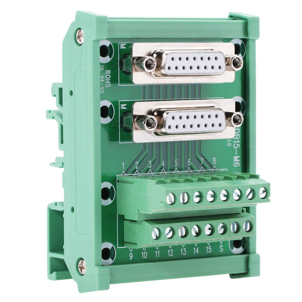 DB15-M6 Double Female  DIN Rail Mount Interface Module Terminal Block Board Connector