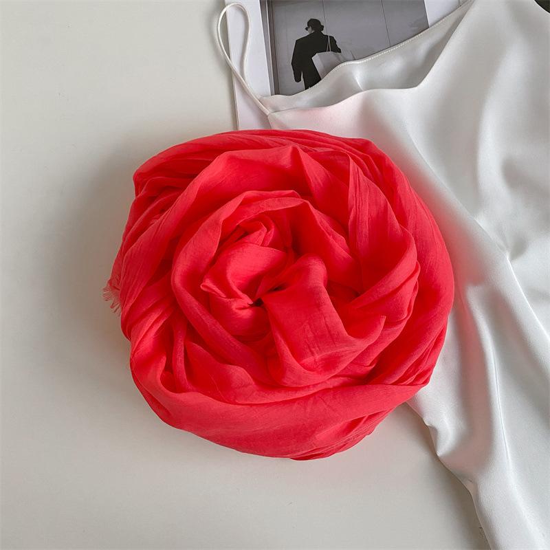 Thin Women's Desert Shawl Color Winning Cotton and Linen Beige Versatile Scarf Xinjiang Travel Sunscreen Scarf
