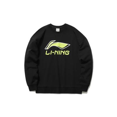 Li Ning Sports Fashion Serie Lässiges Colorblock-Sweatshirt mit gedrucktem Logo für Herren Schwarz AWDR369-2