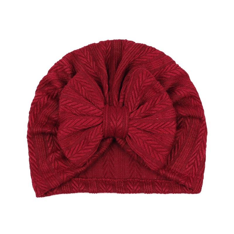 New baby hat baby hat elastic jacquard Indian hat bow windproof children's hat knitted pullover hat