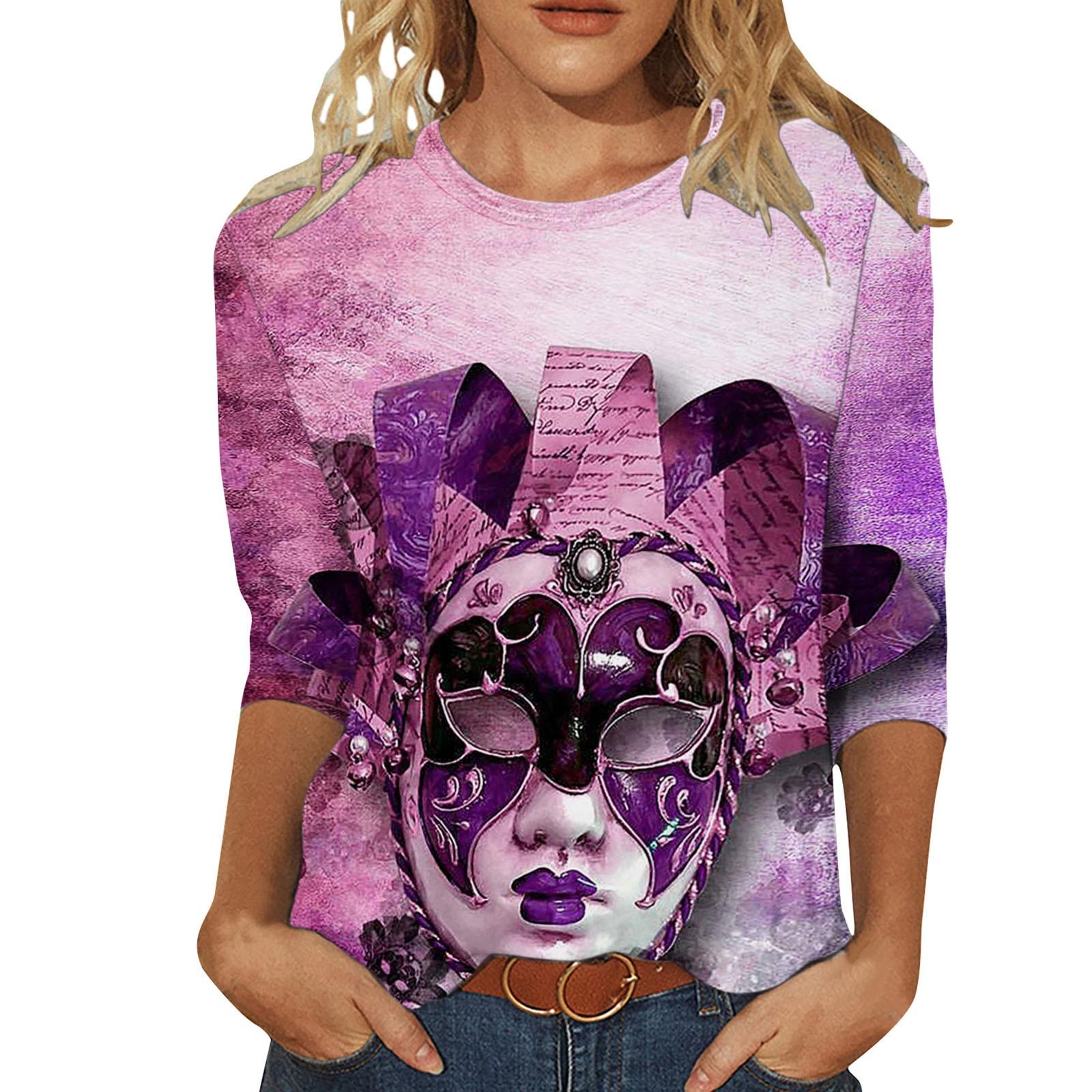 

Mardi Shirt For Women Carnival Themed Womens Shirts Scrub Tops Women Tunic Top Cute Blouses 6XL