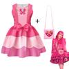 Kids love-Descendants5 Princess Pink Costume Queen Red Print Dress for Girls Halloween Fantasia Clothing Children Carnival Party Suit