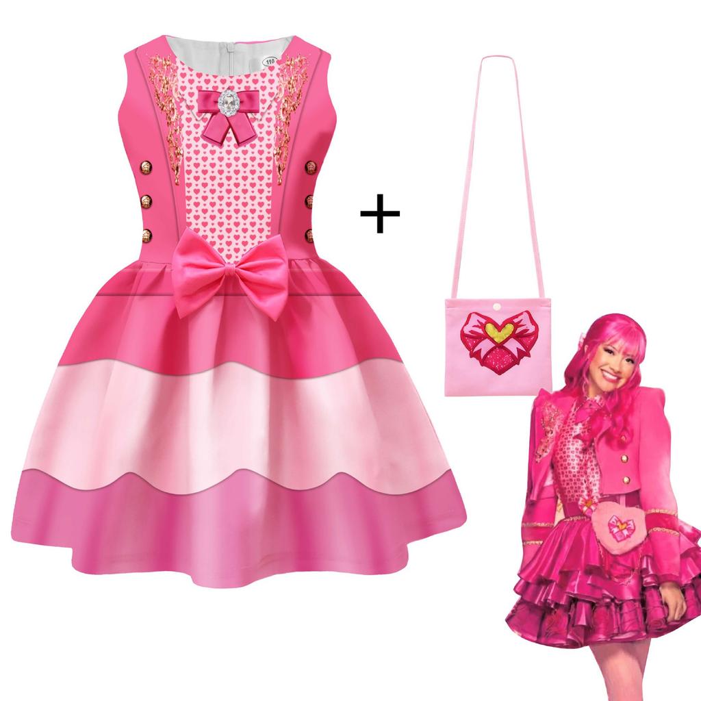Kids love-Descendants5 Princess Pink Costume Queen Red Print Dress for Girls Halloween Fantasia Clothing Children Carnival Party Suit
