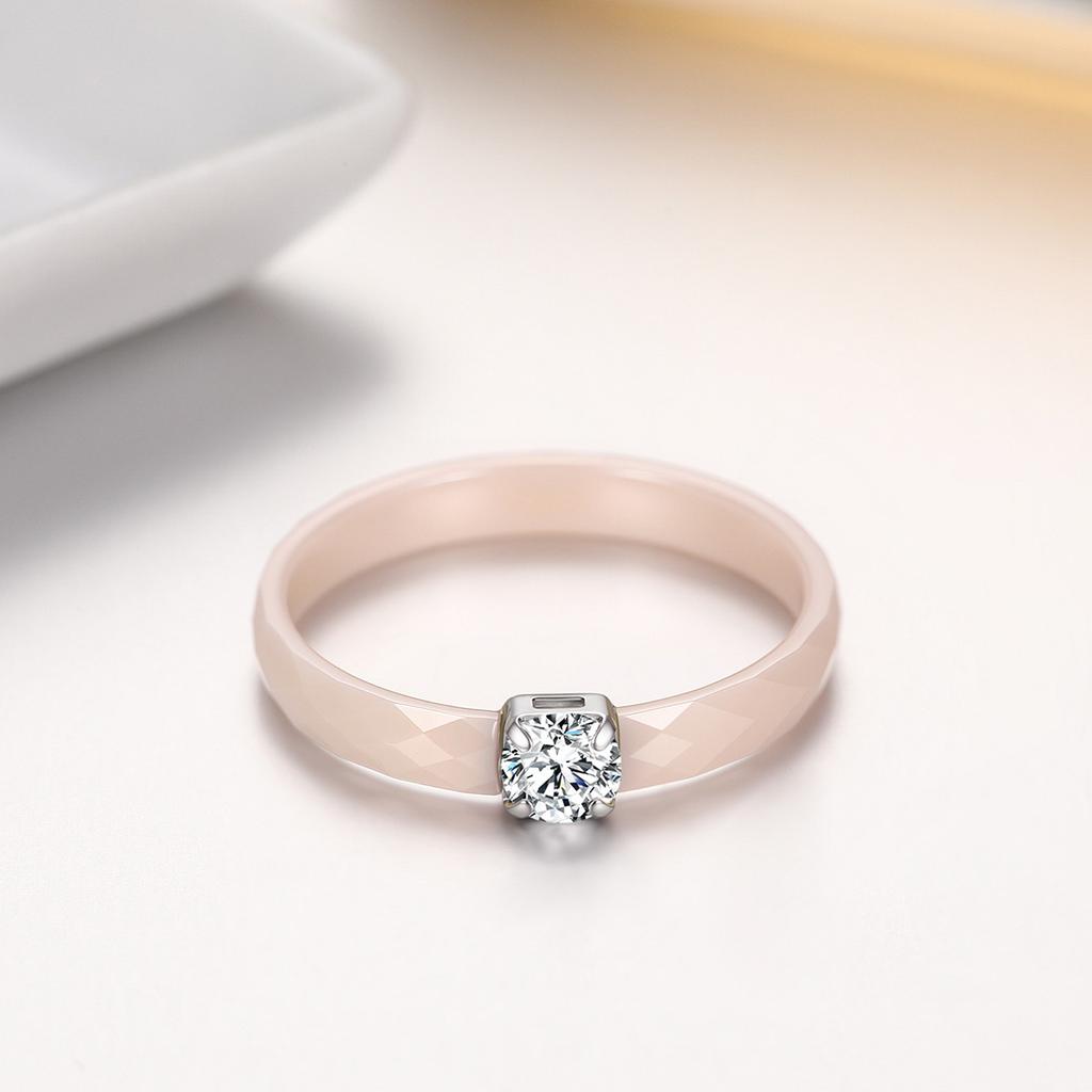 3mm Thin Ceramic Promise Ring for Women Minimalist Pink Green White Black