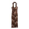 Women's Summer New European and American Style Printed Silk Mesh Scarf Midi Dress