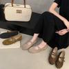 Retro Mori Literary and Artistic Style Suede Mary Jane Shoes One-word Buckle with Shallow Mouth Round Head Flat-bottomed Ballet Single Shoes Women