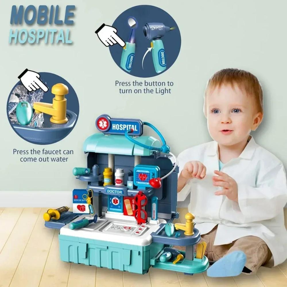 Kit Medico Giocattolo 3 in 1 Gioco di Finzione Set Medico Valigetta Playset Giocattoli per Gioco di Ruolo Stetoscopio & Strumenti Medici per Bambini Ragazzi Ragazze