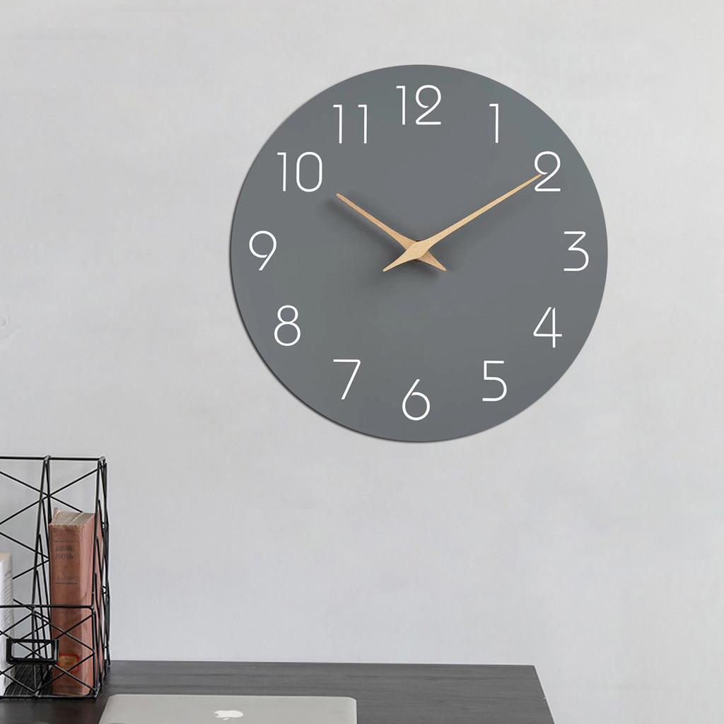 Simple Circular Wooden Wall Clock Quiet Batteryoperated Decor