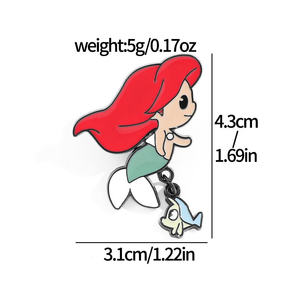 

Creative Princess Series Alloy Brooch Mermaid Snow White with Pendant Metal Badge