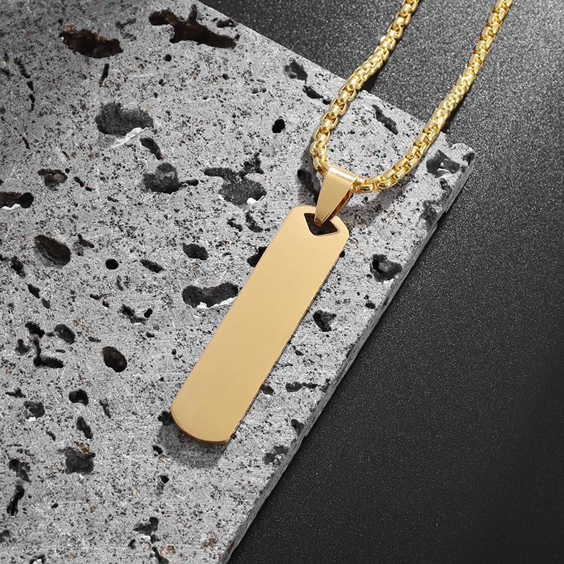 Simple Pendant Stainless Steel Three Dimensional Rectangular Geometric Necklace Men and Women Jewelry