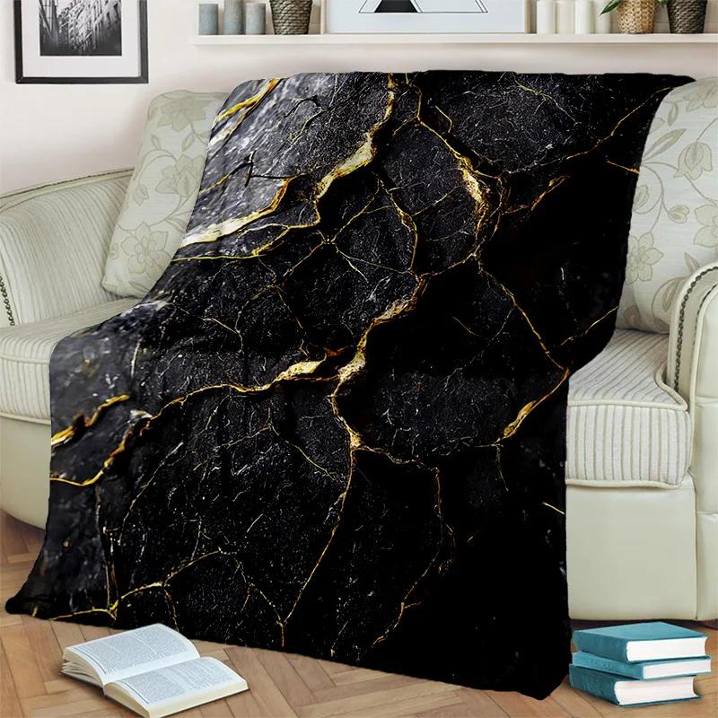 3D Lüks Renk Mavi Yeşil Altın Mermer Desen Battaniye, Ev Yatak Odası Yatak Kanepe Seyahat Kapak Battaniye Çocuk için Yumuşak Atmak Battaniye