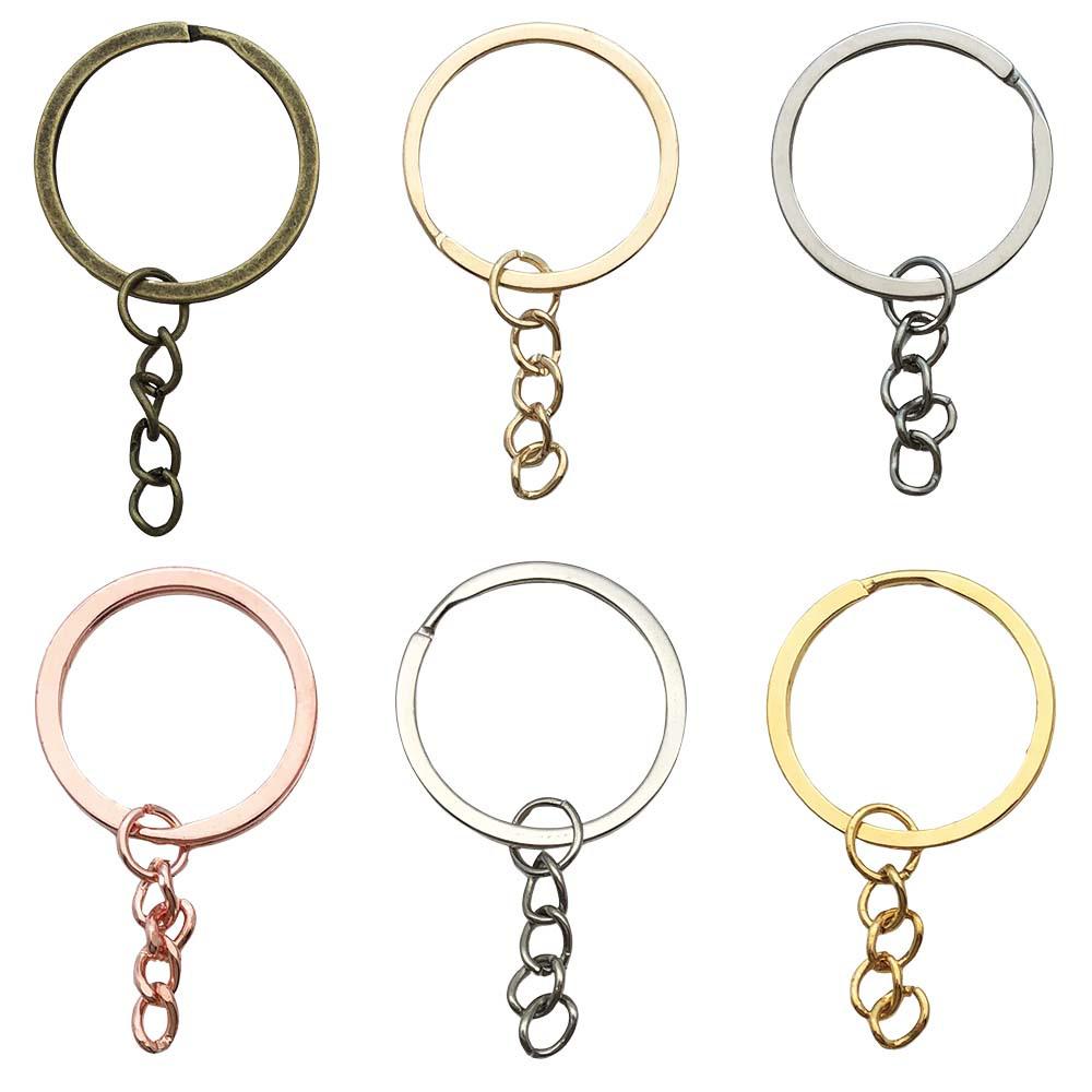 White Keychain Pendant Charm with Antique Gold Chain for DIY Jewelry