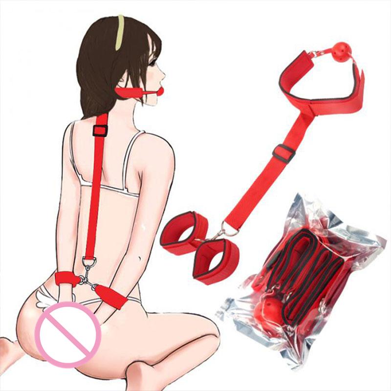 Bondage Handcuffs&Neck Pillow&Ankle Cuff BDSM Bondage Set Flirting Sex Toys for Woman Couple Restraints Erotic