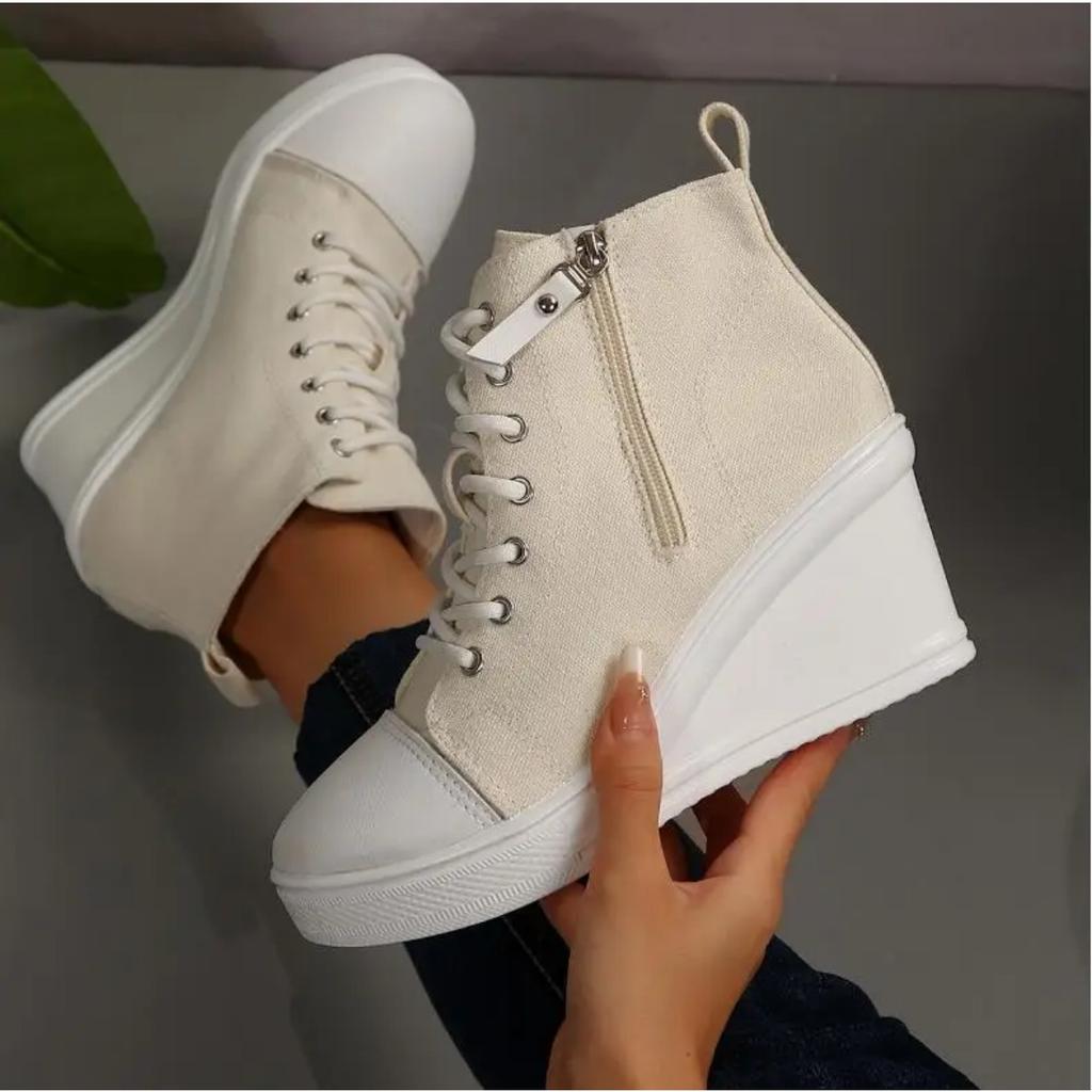 Women Sneakers New Hidden Wedge Invisible Heel Canvas Shoes for Women Wedge Increased Casual Breathable Platform Sneakers Women