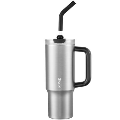 GIANXI Ceramic Tumbler 1000ml with Straw, Lid, and Handle. Vacuum Insulated, Wide Mouth, Large Capacity, Suitable for Coffee and Carbonated Drinks, Ea