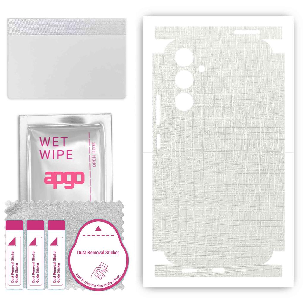 apgo Protective Skin Sticker for the Back+sides Compatible with Samsung Galaxy A54, Full Wrap Film, Foil, Vinyl - Pattern White Fabric