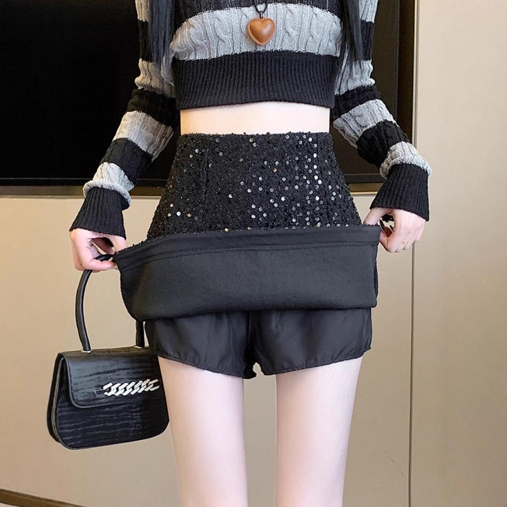 Petite High-Waist Pailletten-Wollrock in A-Linie für Damen - Herbst/Winter Kollektion