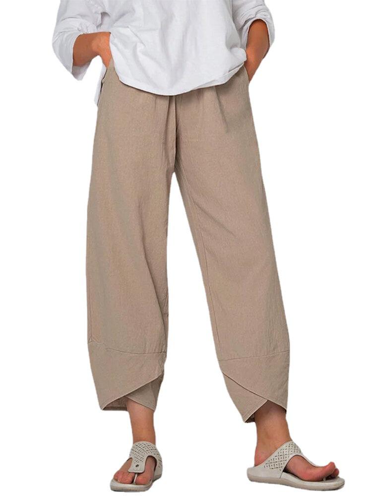 Elastic Waist Cotton Linen Loose Casual Pants for Women - Spring/Summer Collection