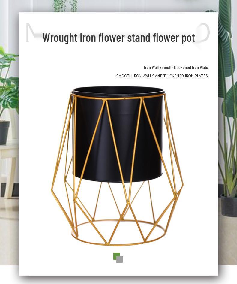 Nordic Wrought Iron Flower Stand - Indoor Tabletop Flower Pot for Creative Home Decor
