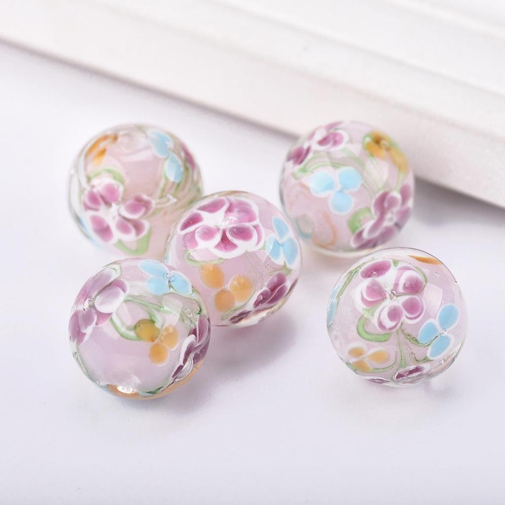2 buc 20mm Margele Rotunde Mari Handmade Floare Lampwork Sticlă Margele Libere pentru Accesorii de Fabricare Bijuterii DIY Artizanat Descoperiri