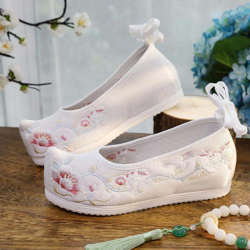 Frühling Sommer Kreuzbein Hanfu Damen Stickerei Schuhe: Antiker Stil, Erhöhte Sohle