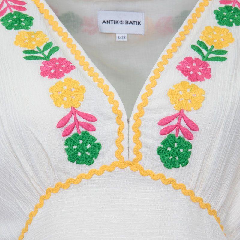 Robe courte avec broderie fleurie colorée clemence Femme ANTIK BATIK