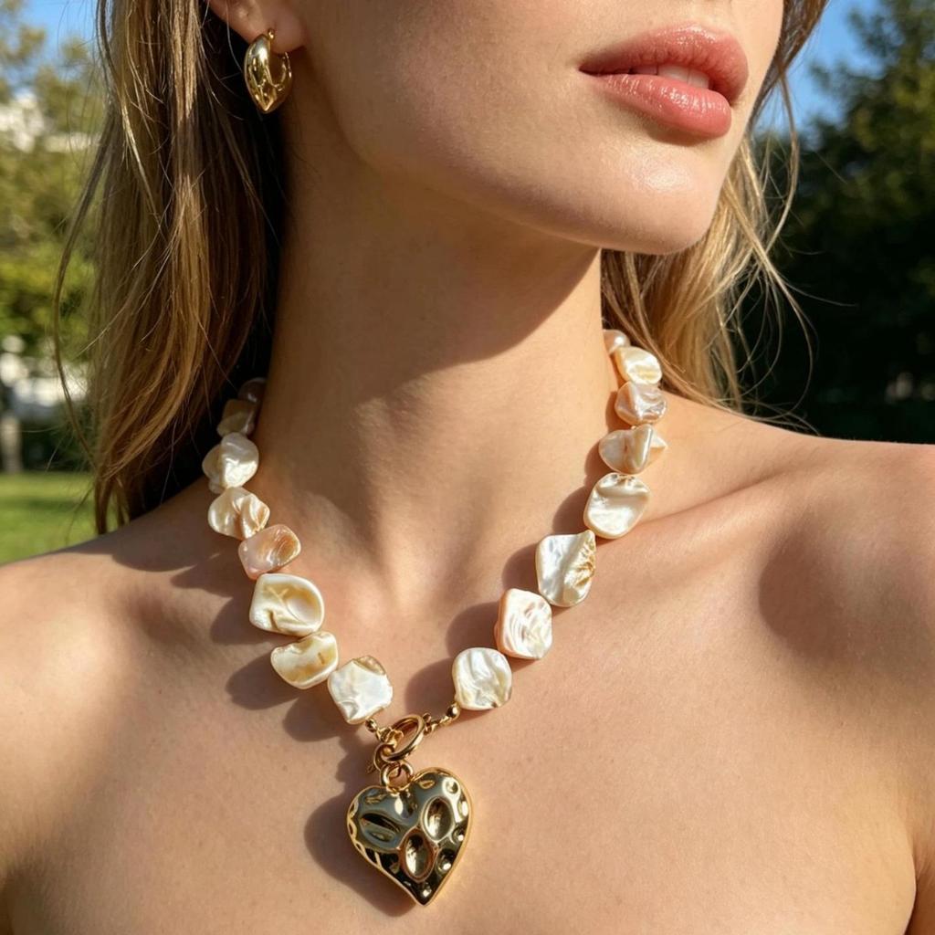 Bohemian Irregular Shell Beaded Necklace Vacation Vintage Big Love Necklace