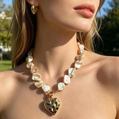 Bohemian Irregular Shell Beaded Necklace Vacation Vintage Big Love Necklace