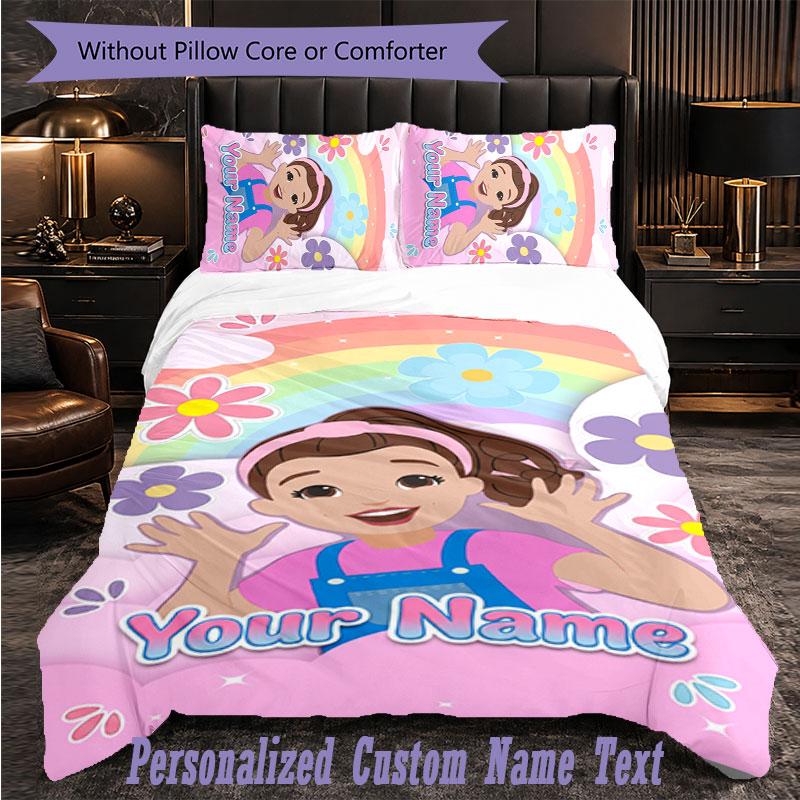 Personalized 3Pcs Bedding Setms rachel Custom Text Duvet Cover Pillowcase Set Bedroom Gift