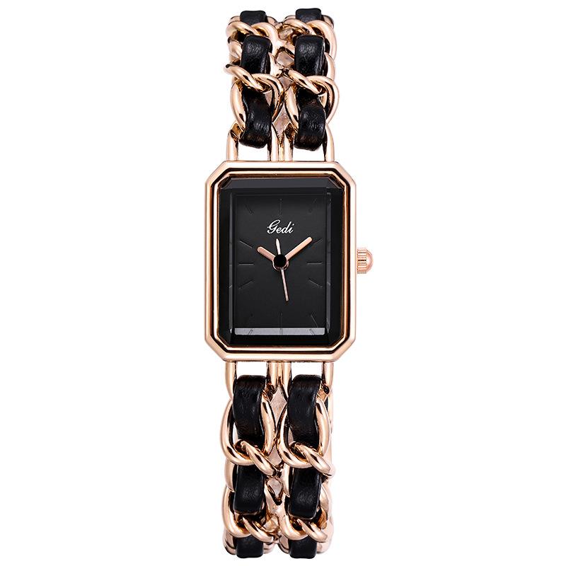 Gedi Elegant Small Square Women's Quartz Watch with Niche Bracelet Style