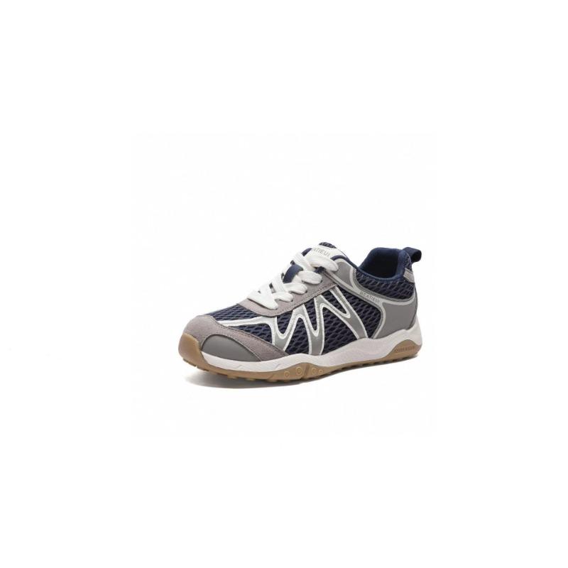 Leather Mesh Women's Early Autumn New Round Head Thick Sole Breathable Casual Sports Shoes Tide