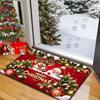 VIKAMA Bow Bell Poinsettia Christmas Doormat Non-Slip Washable Front Door Rug Indoor Outdoor Winter Holiday Decor